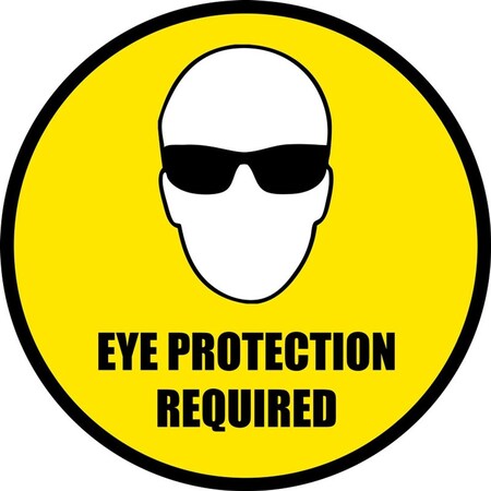 5S Supplies Eye Protection Required 28in Diameter Non Slip Floor Sign FS-PPEEYEP-28